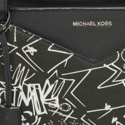 مملوكة مسبقًا Michael Kors Black/White Leather Large Graffiti Whitney Tote