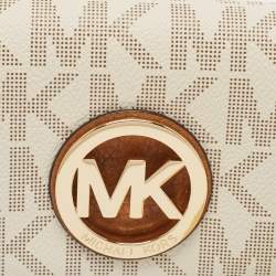 Michael Kors White/Brown Signature Coated Canvas and Leather Fulton Continental Wallet