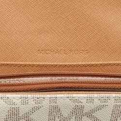 Michael Kors White/Brown Signature Coated Canvas and Leather Fulton Continental Wallet