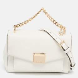 Michael Kors Off White Leather Cut Out Flap Shoulder hotsell Bag