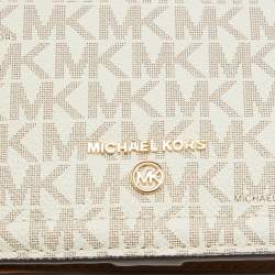 Michael Kors Brown /White Signature Coated Canvas and Leather Phone Wallet Bag