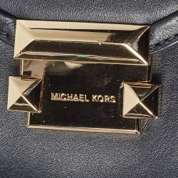 Pre Owned Michael Kors Navy Blue Leather Mini Whitney Top Handle Bag