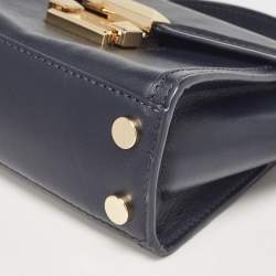 Pre Owned Michael Kors Navy Blue Leather Mini Whitney Top Handle Bag