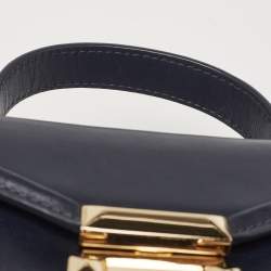 Pre Owned Michael Kors Navy Blue Leather Mini Whitney Top Handle Bag