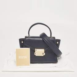 Pre Owned Michael Kors Navy Blue Leather Mini Whitney Top Handle Bag