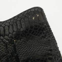 Michael Kors Black Python Embossed and Sequins Logo Flap Shoulder Bag