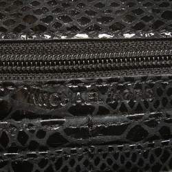 Michael Kors Black Python Embossed and Sequins Logo Flap Shoulder Bag