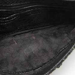 Michael Kors Black Python Embossed and Sequins Logo Flap Shoulder Bag