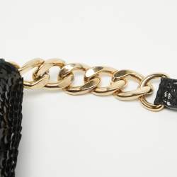 Michael Kors Black Python Embossed and Sequins Logo Flap Shoulder Bag