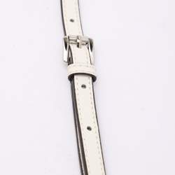 Pre Owned Michael Kors White Leather Laser Cut East West Crossbody Bag