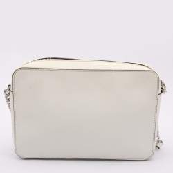 Pre Owned Michael Kors White Leather Laser Cut East West Crossbody Bag