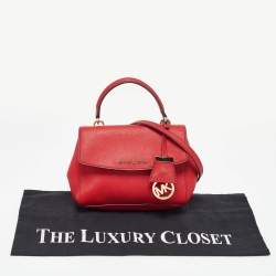 Michael Kors Red Leather Mini Ava Top Handle Bag