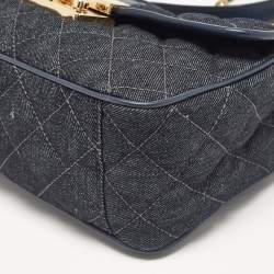 Pre Owned Michael Kors Navy Blue Quilted Denim and Leather Sloan Shoulder Bag