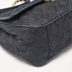 Pre Owned Michael Kors Navy Blue Quilted Denim and Leather Sloan Shoulder Bag