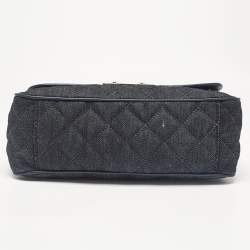 Pre Owned Michael Kors Navy Blue Quilted Denim and Leather Sloan Shoulder Bag