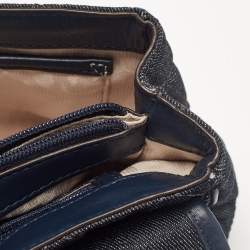 Pre Owned Michael Kors Navy Blue Quilted Denim and Leather Sloan Shoulder Bag