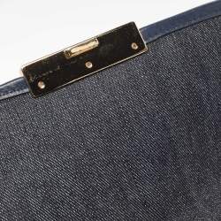 Pre Owned Michael Kors Navy Blue Quilted Denim and Leather Sloan Shoulder Bag