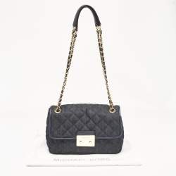 Pre Owned Michael Kors Navy Blue Quilted Denim and Leather Sloan Shoulder Bag