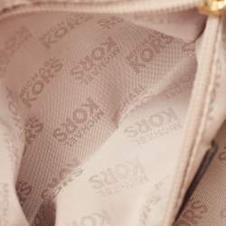 Pre Owned Michael Kors Gold Patent Leather Logo Dome Satchel