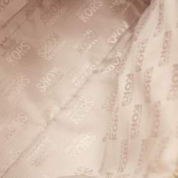 Pre Owned Michael Kors Gold Patent Leather Logo Dome Satchel