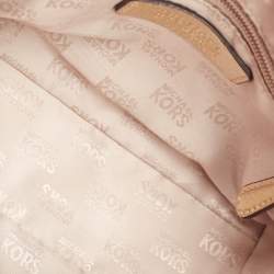 Pre Owned Michael Kors Gold Patent Leather Logo Dome Satchel