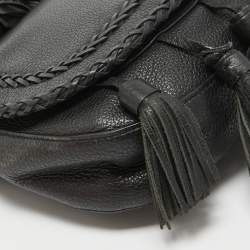 Michael Kors Black Leather Moroccan Saddle Crossbody Bag