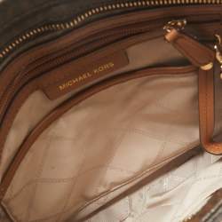 Pre Owned Michael Kors Dark Brown Signature Coated Canvas Jet Set Messenger Bag