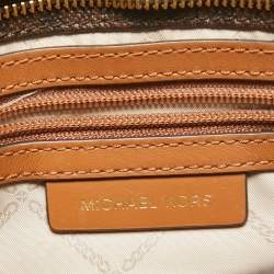 Pre Owned Michael Kors Dark Brown Signature Coated Canvas Jet Set Messenger Bag