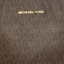 Pre Owned Michael Kors Dark Brown Signature Coated Canvas Jet Set Messenger Bag