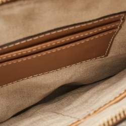 Pre Owned Michael Kors Tan Wicker Malibu Wristlet Zip Pouch