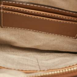 Pre Owned Michael Kors Tan Wicker Malibu Wristlet Zip Pouch