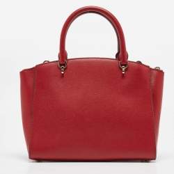 Pre Owned Michael Kors Red Leather Medium Selma Satchel