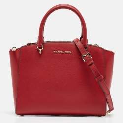 Pre Owned Michael Kors Red Leather Medium Selma Satchel