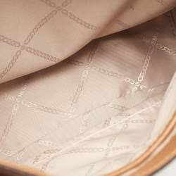 Pre Owned Michael Kors Brown/Off White Signature Coated Canvas and Leather Bedford Legacy Shoulder Bag