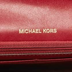 Pre Owned Michael Kors Burgundy Coated Canvas Leather Clutch
