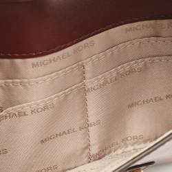 Pre Owned Michael Kors Burgundy Coated Canvas Leather Clutch