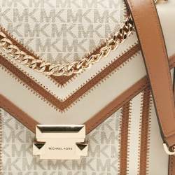 Michael Kors Beige/Brown Signature Coated Canvas and Leather Large Whitney Shoulder Bag