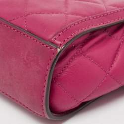 Pre Owned Michael Kors Fuchsia Pink Quilted Leather Micro Selma Tote