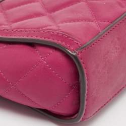 Pre Owned Michael Kors Fuchsia Pink Quilted Leather Micro Selma Tote