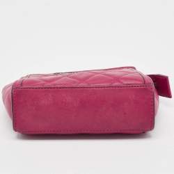 Pre Owned Michael Kors Fuchsia Pink Quilted Leather Micro Selma Tote
