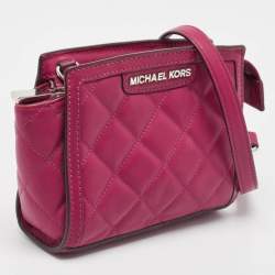 Pre Owned Michael Kors Fuchsia Pink Quilted Leather Micro Selma Tote