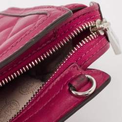Pre Owned Michael Kors Fuchsia Pink Quilted Leather Micro Selma Tote