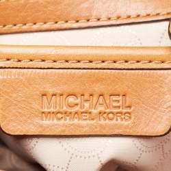 Pre Owned Michael Kors Brown Signature Coated Canvas and Leather Hamilton North South Tote