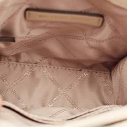 Pre Owned Michael Kors Beige/Gold Empire Logo Jacquard Canvas Extra-Small GIgi Crossbody Bag