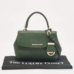 Pre Owned Michael Kors Dark Green Leather Extra Small Ava Top Handle Bag