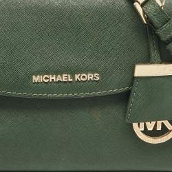 Pre Owned Michael Kors Dark Green Leather Extra Small Ava Top Handle Bag