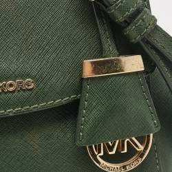 Pre Owned Michael Kors Dark Green Leather Extra Small Ava Top Handle Bag