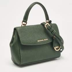 Pre Owned Michael Kors Dark Green Leather Extra Small Ava Top Handle Bag