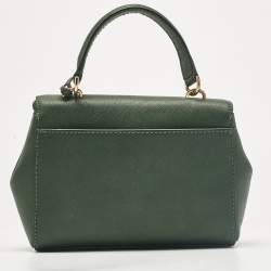 Pre Owned Michael Kors Dark Green Leather Extra Small Ava Top Handle Bag