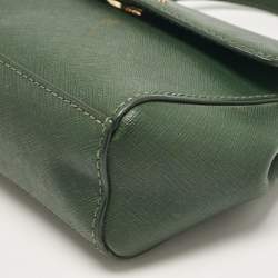 Pre Owned Michael Kors Dark Green Leather Extra Small Ava Top Handle Bag